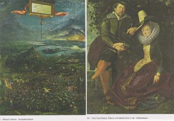 Gauche: Alexanderschlacht, Droite: Rubens et Isabella Brant dans la Geißblattlaube