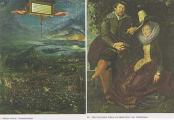 Links: Alexanderschlacht, Rechts: Rubens und Isabella Brant in der Geiblattlaube